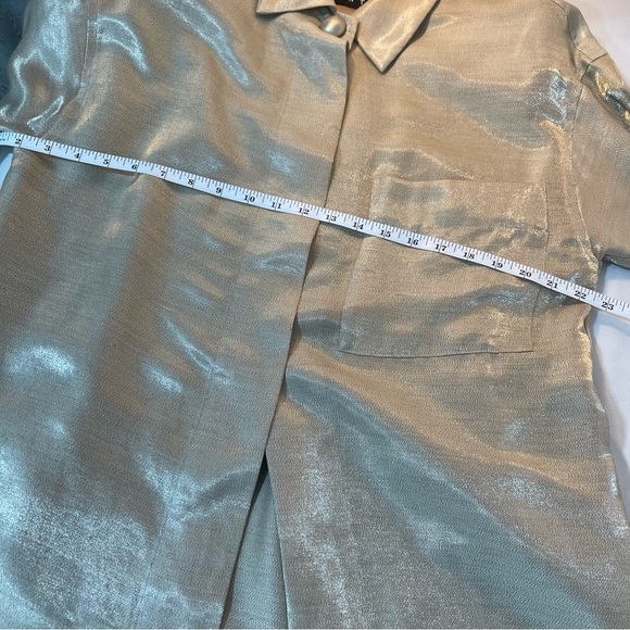 𝅺Ellen Tracy Gray Linen Blend Button Front Relaxed Tunic Size 8 - Picture 7 of 13